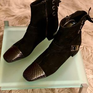 VanEli Black Suede Spectator Boots